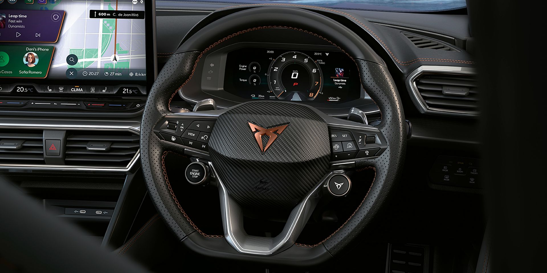 CUPRA Formentor multifunction steering wheel wrapped in leather