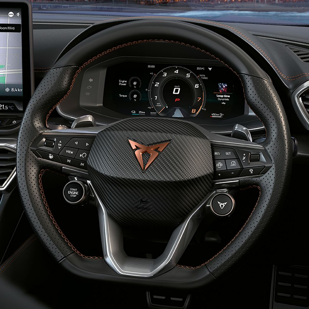 CUPRA Formentor multifunction steering wheel wrapped in leather