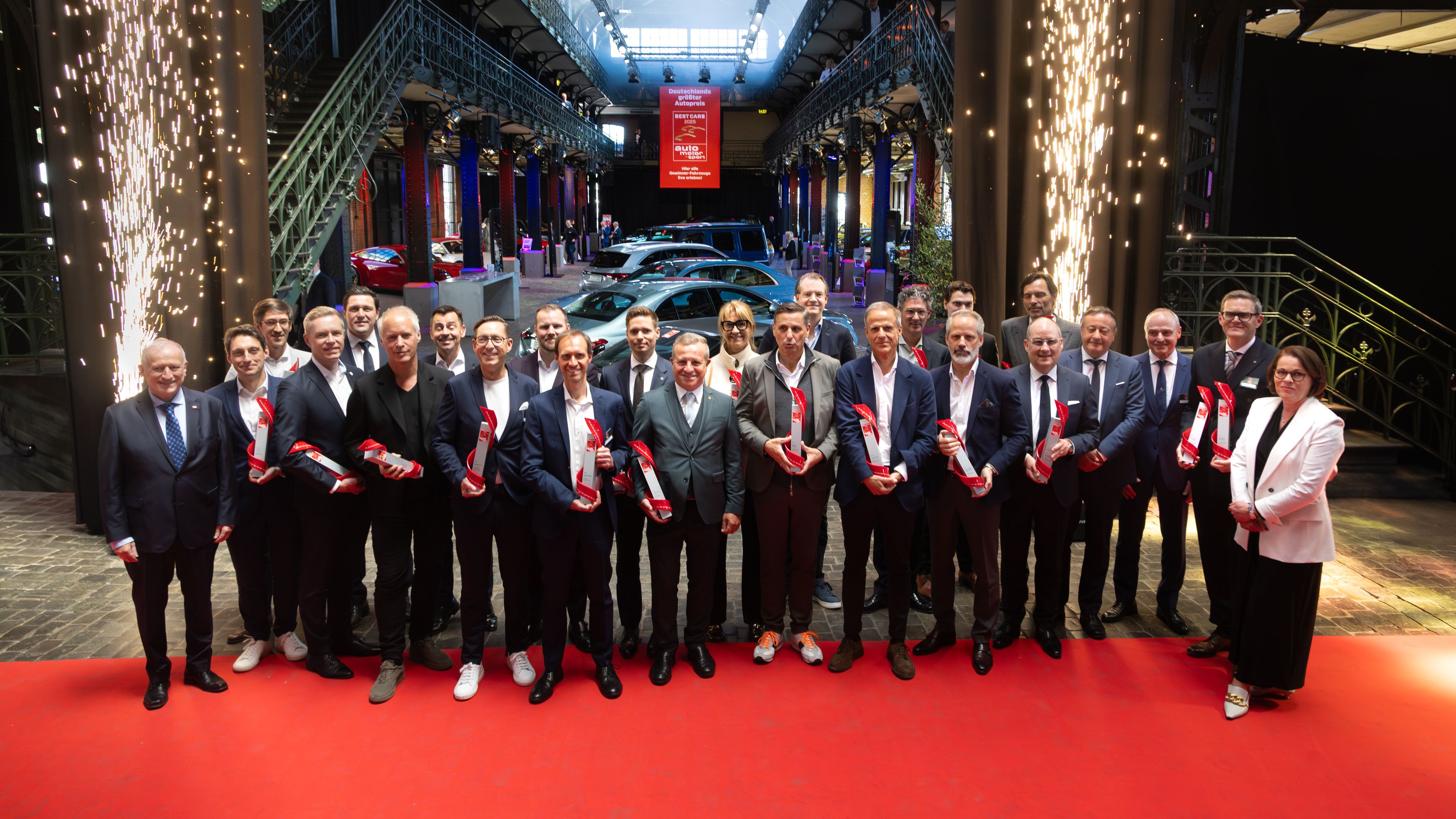 CUPRA team receiving "Trendiest Brand of the Year" award at Auto Motor und Sport Awards gala in Hamburg, Germany