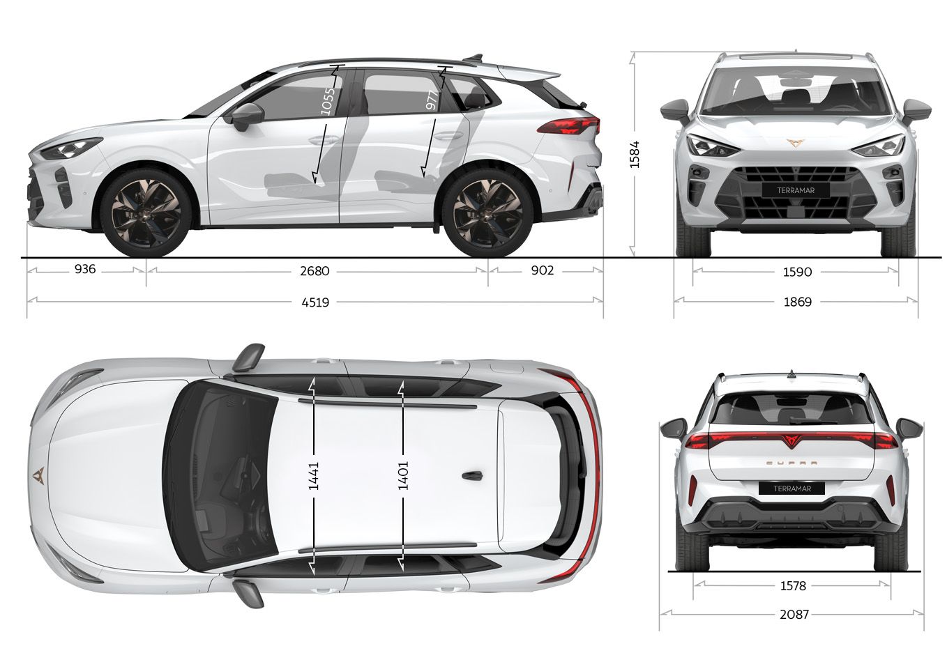 CUPRA Terramar Illustration car dimension