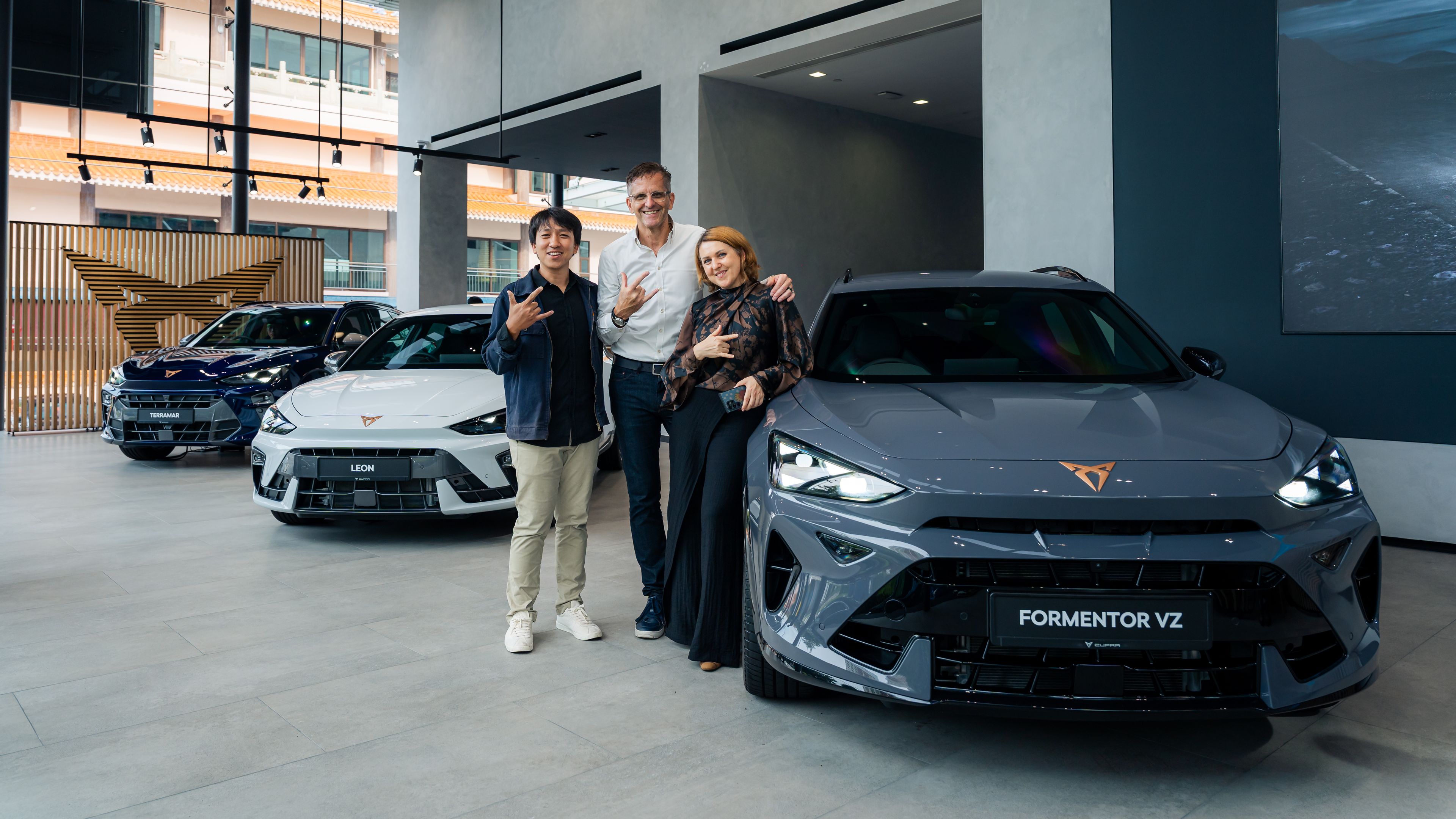 Cupra management team posing with the all new CUPRA ICE Model during CUPRA ICE model launch Formentor, Leon, Terramar