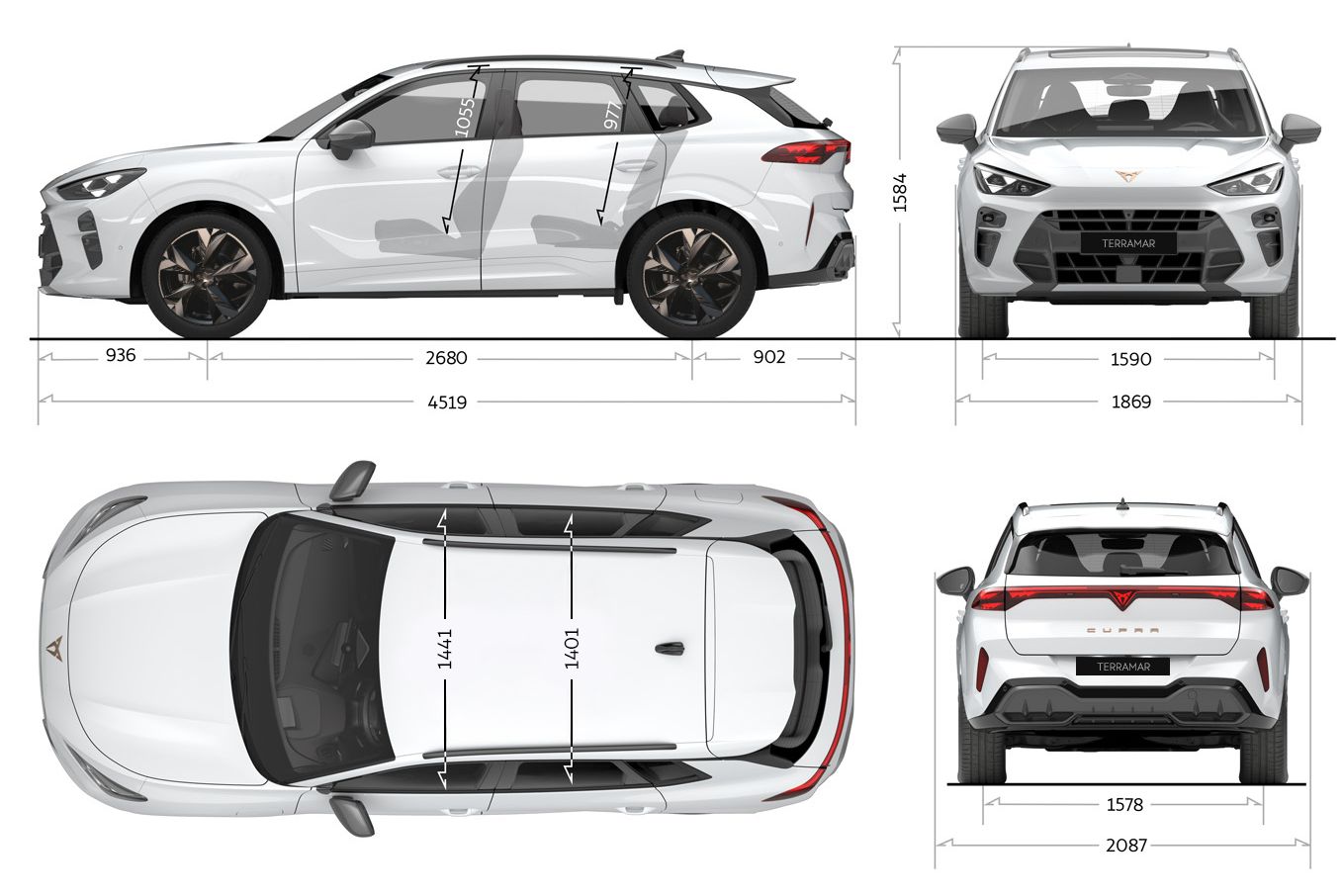 CUPRA Terramar Illustration car dimension