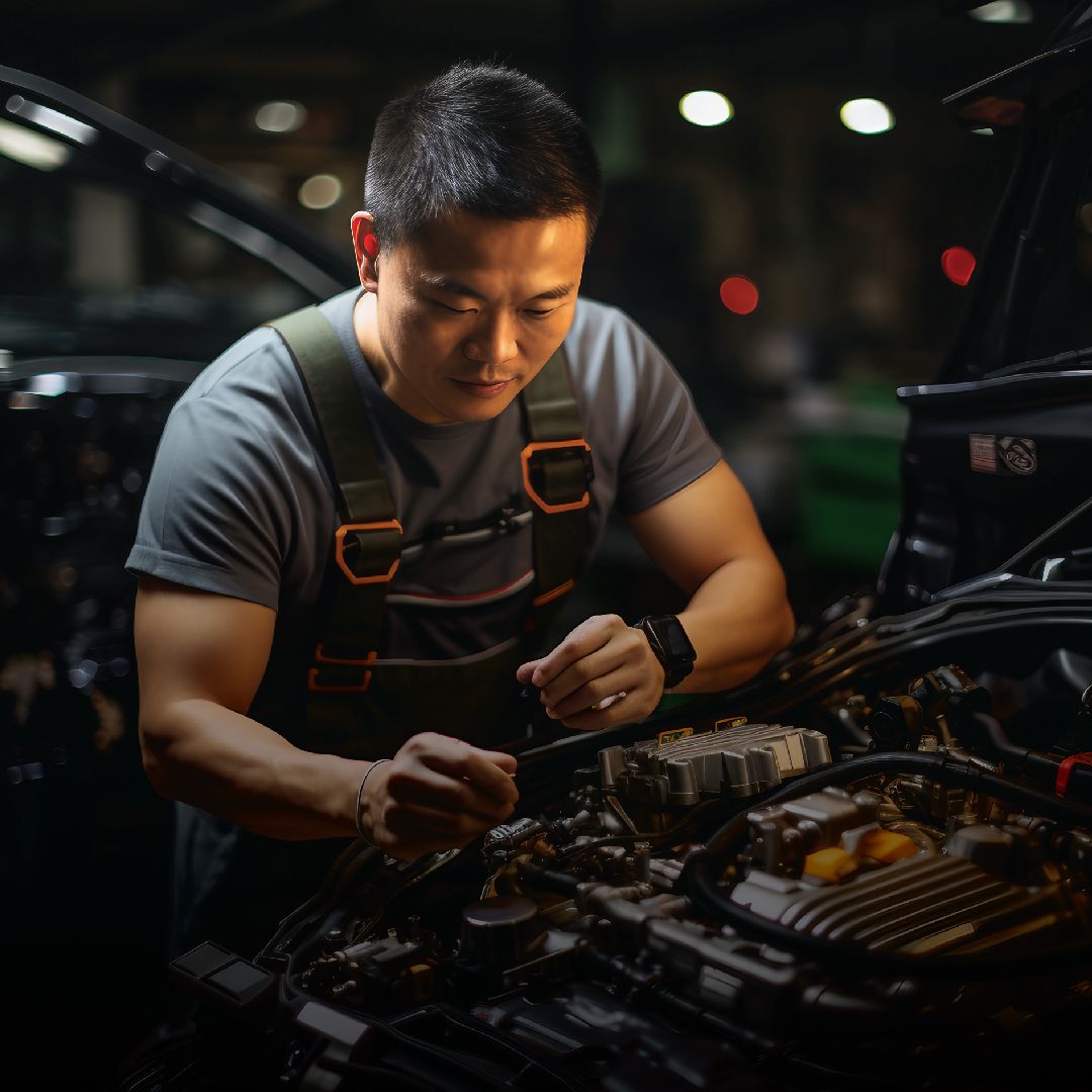A CUPRA Servicing crew servicing and maintaining CUPRA car engines