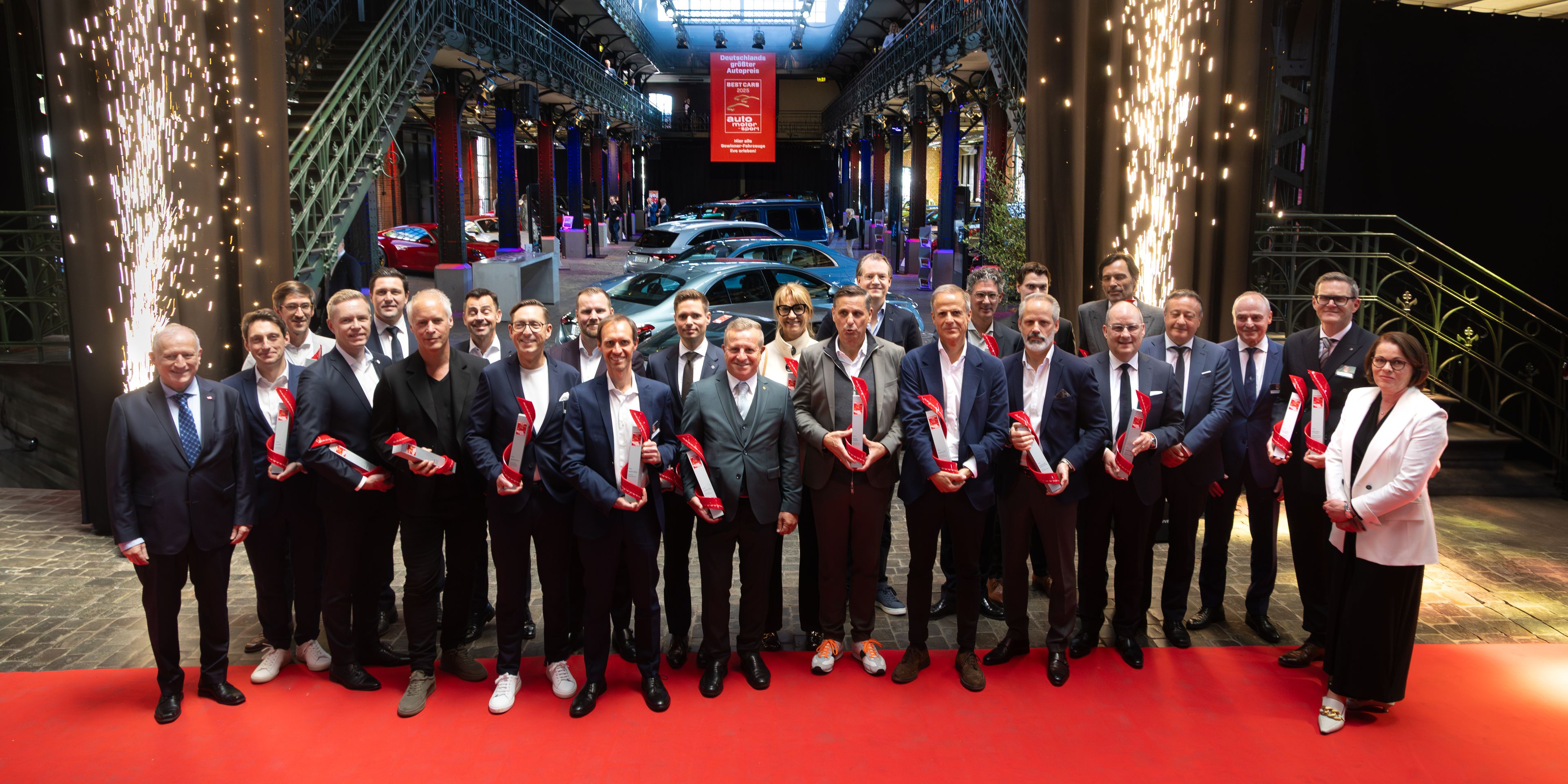 CUPRA team receiving "Trendiest Brand of the Year" award at Auto Motor und Sport Awards gala in Hamburg, Germany