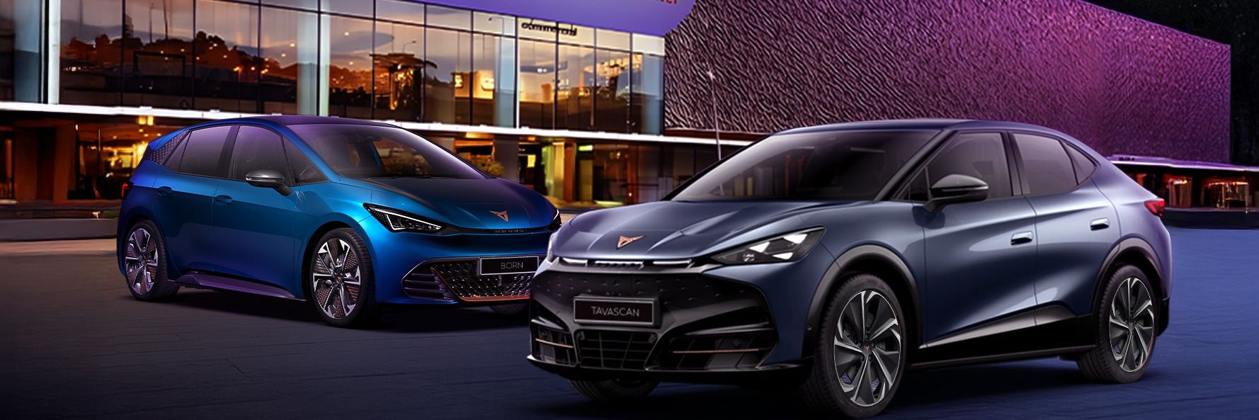 CUPRA Born and Tavascan model with vivo city background