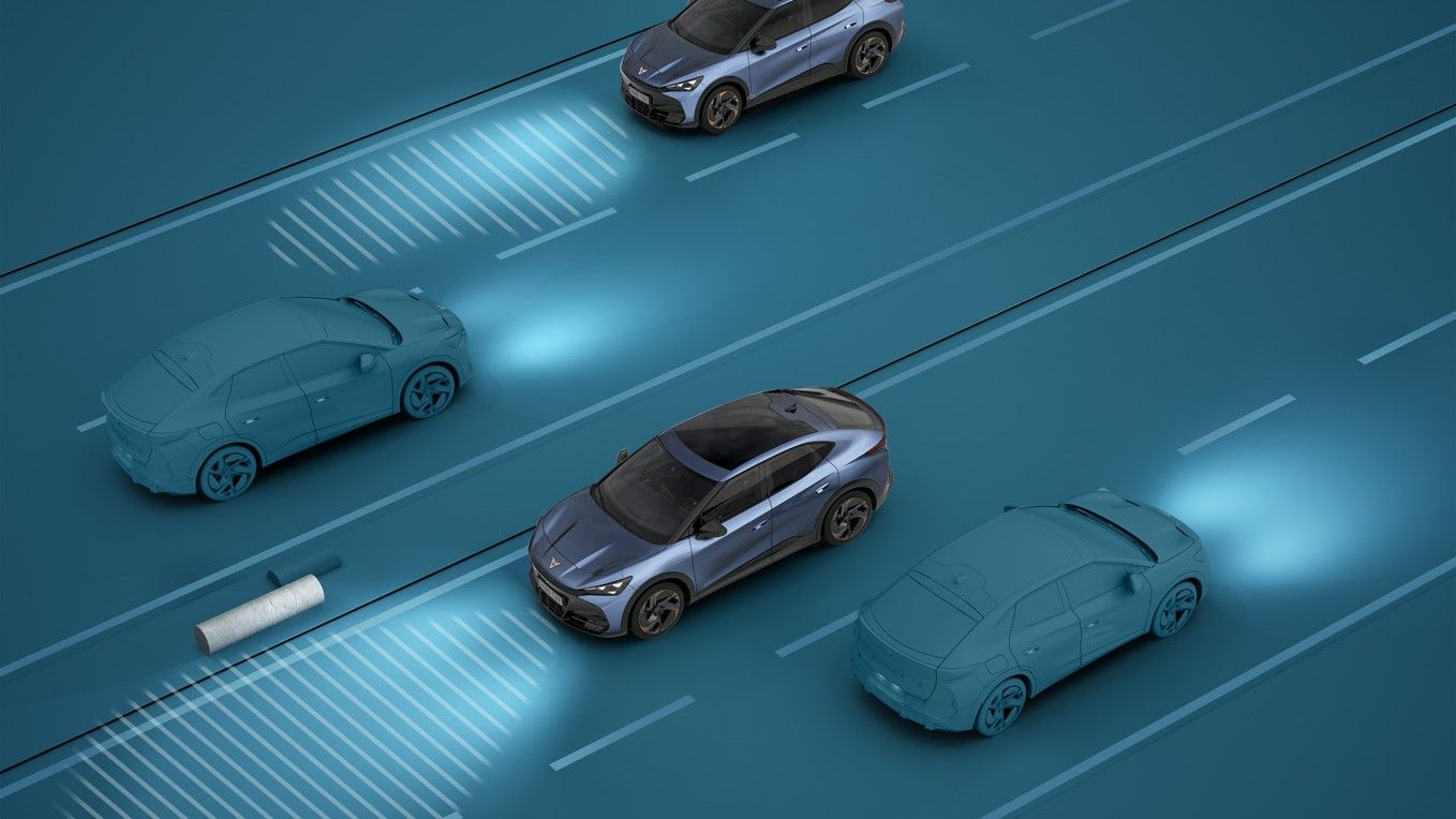 CUPRA Tavascan on high beam light 