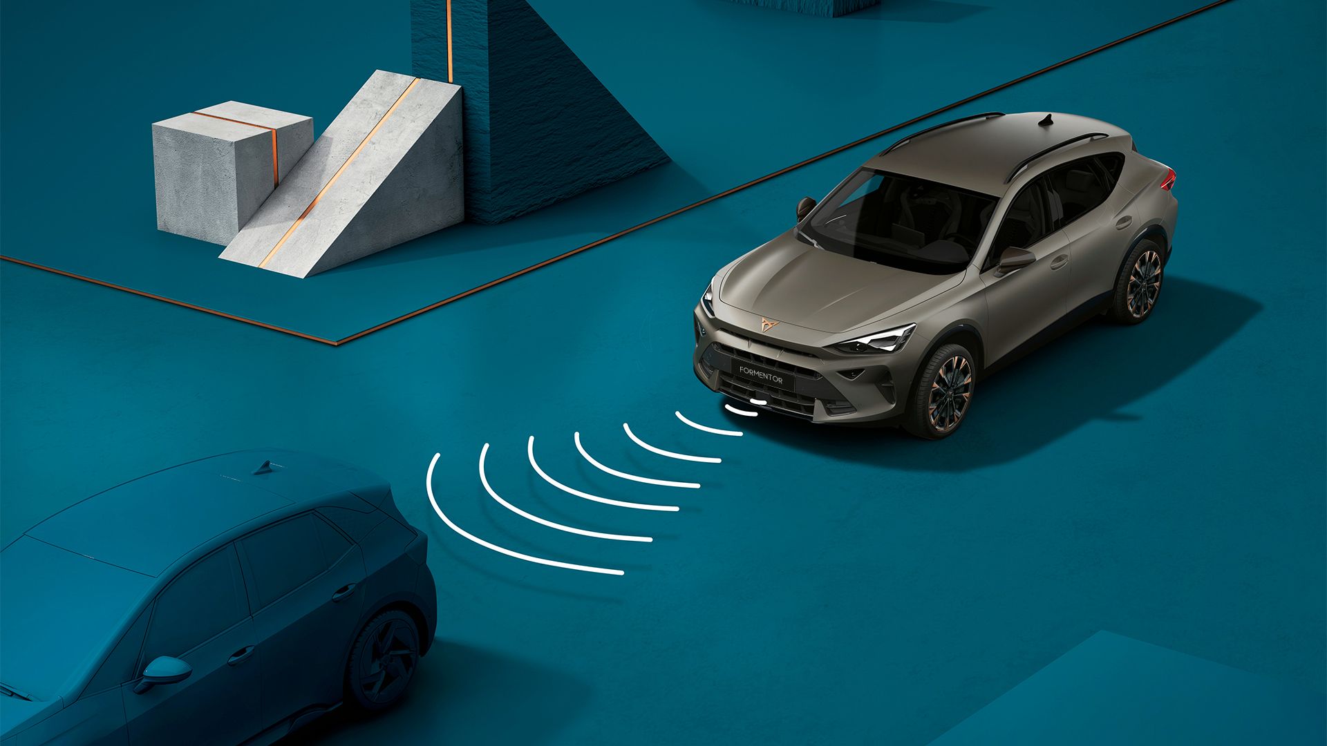 CUPRA Formentor illustration of front sensor alert on front car proximity