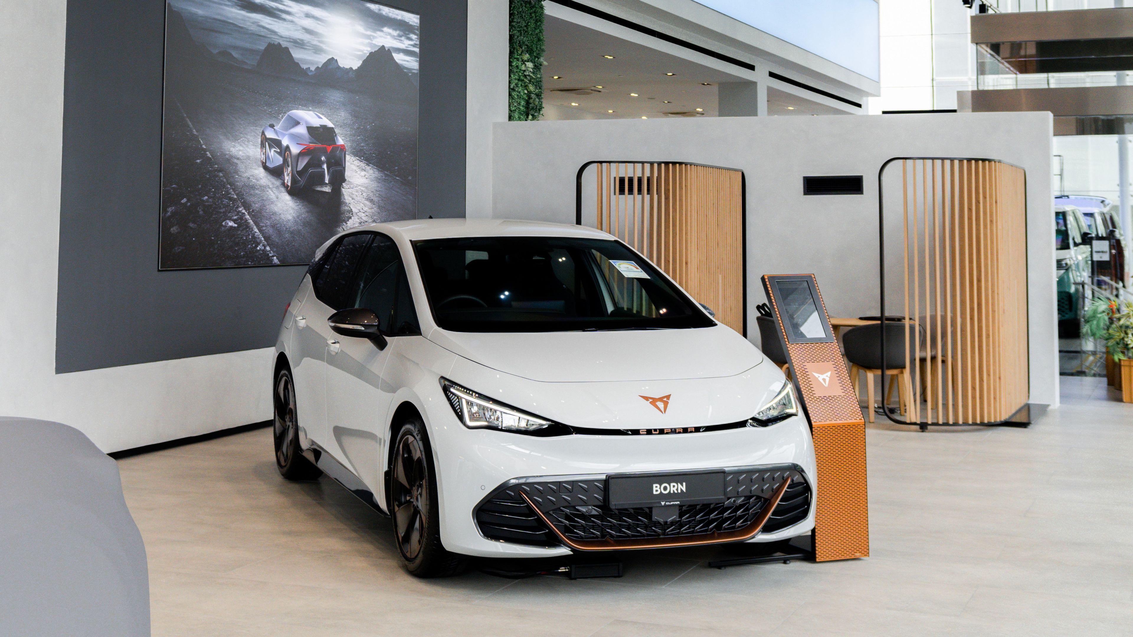 CUPRA Born parked in the showroom