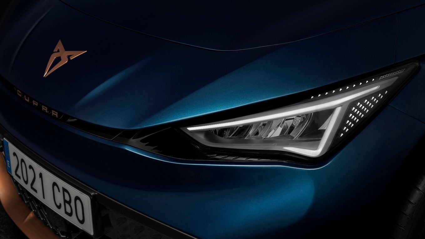 Close up shot of the CUPRA Born head lights