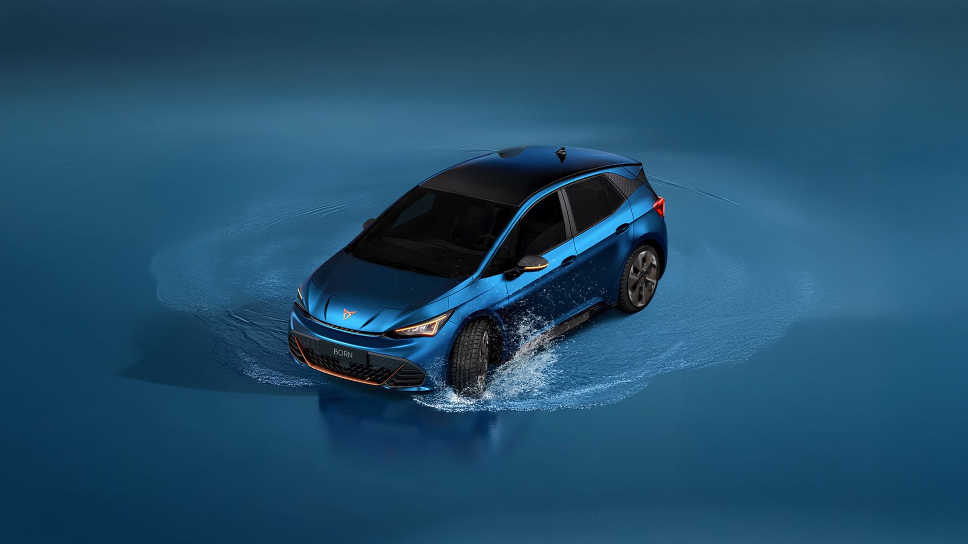 CUPRA Born driving through water