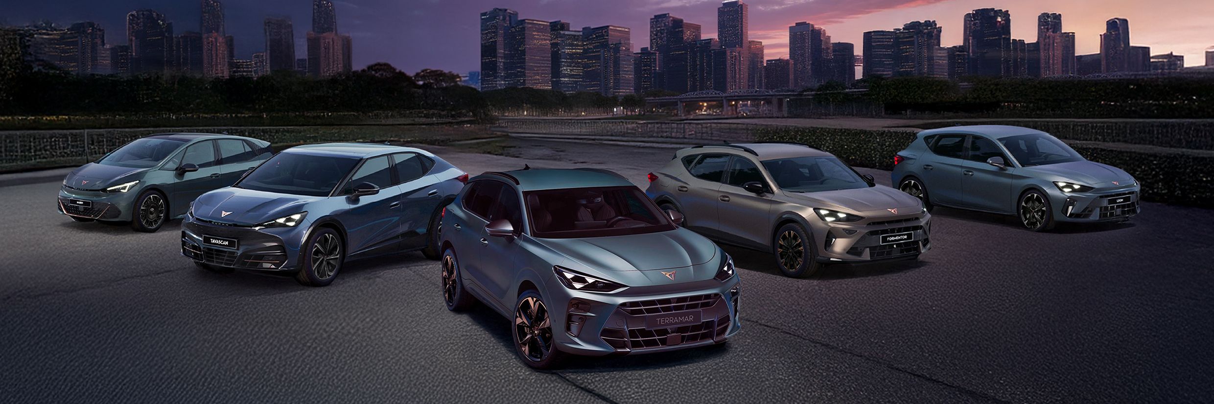 CUPRA line up of Born, Tavascan, Terramar, Formentor and Leon