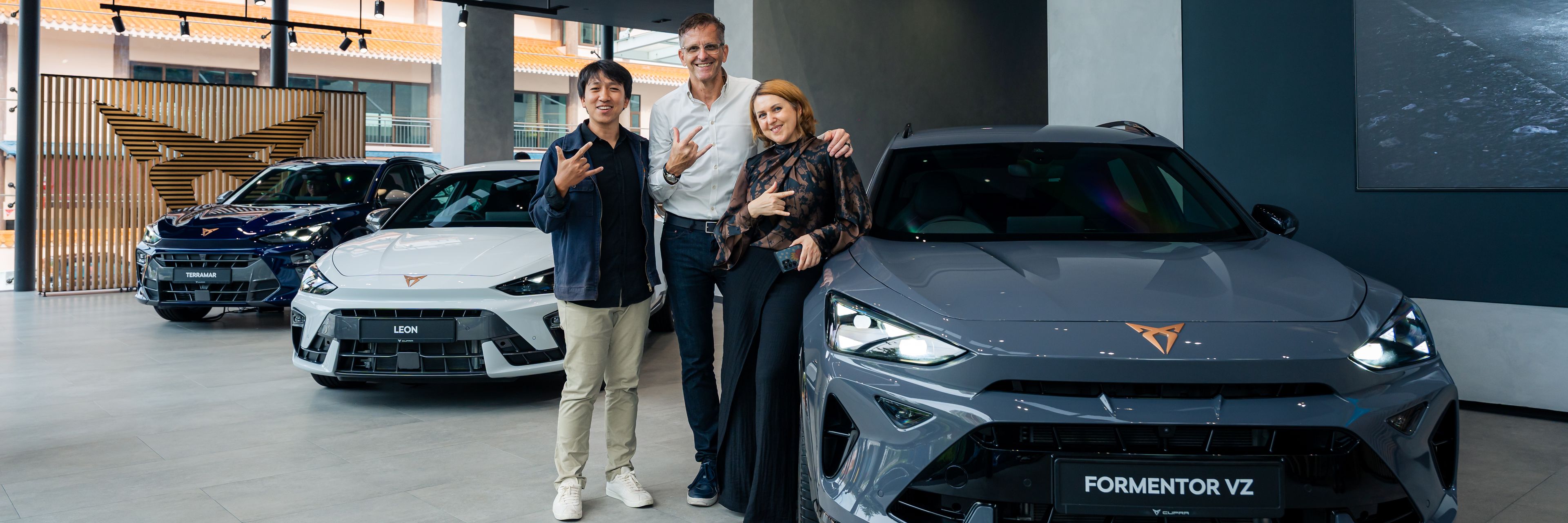 Cupra management team posing with the all new CUPRA ICE Model during CUPRA ICE model launch Formentor, Leon, Terramar