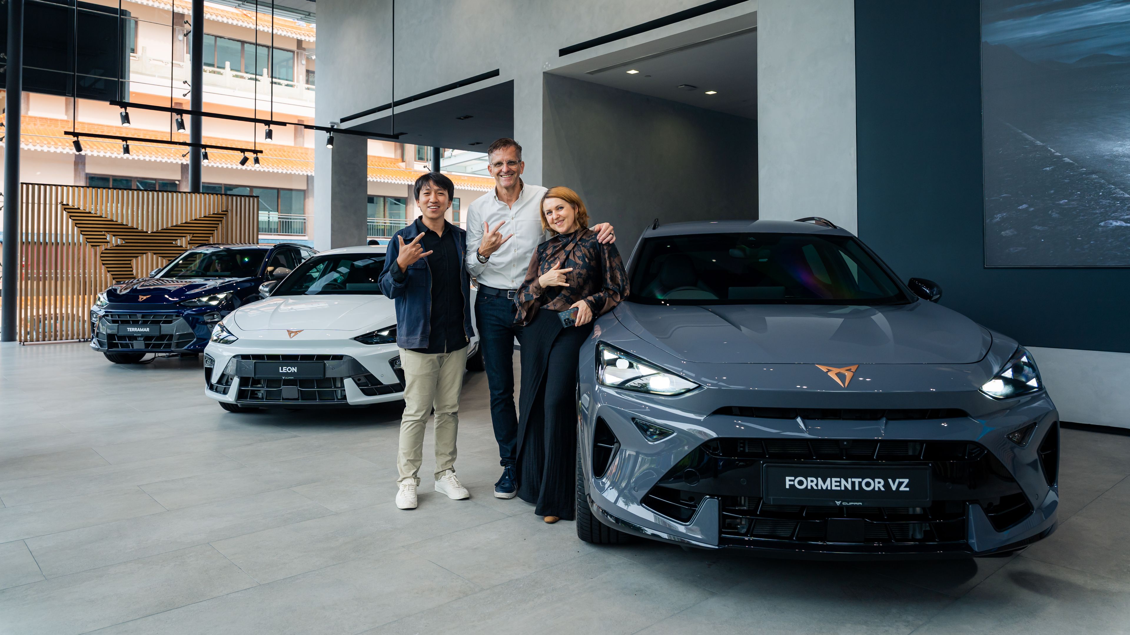 Cupra management team posing with the all new CUPRA ICE Model during CUPRA ICE model launch Formentor, Leon, Terramar