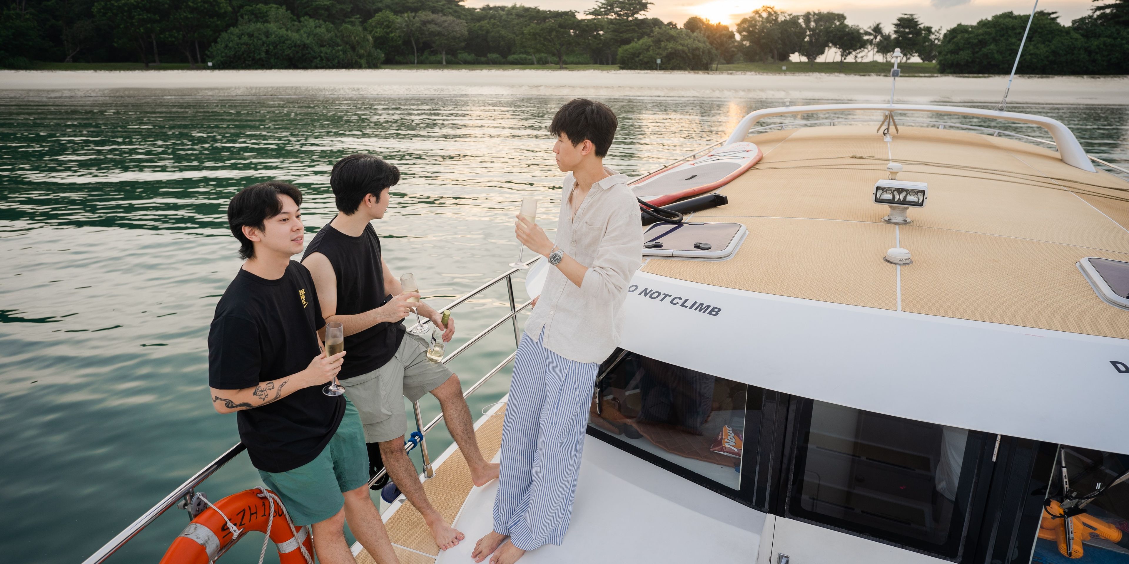 a background of people enjoying their time on a yatch