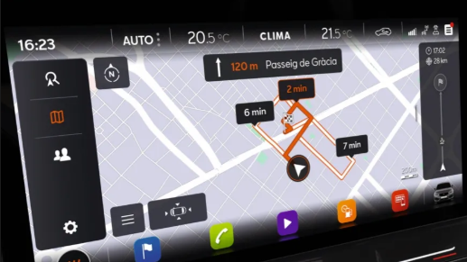 CUPRA infotainment system showing the maps with Apple Car Play