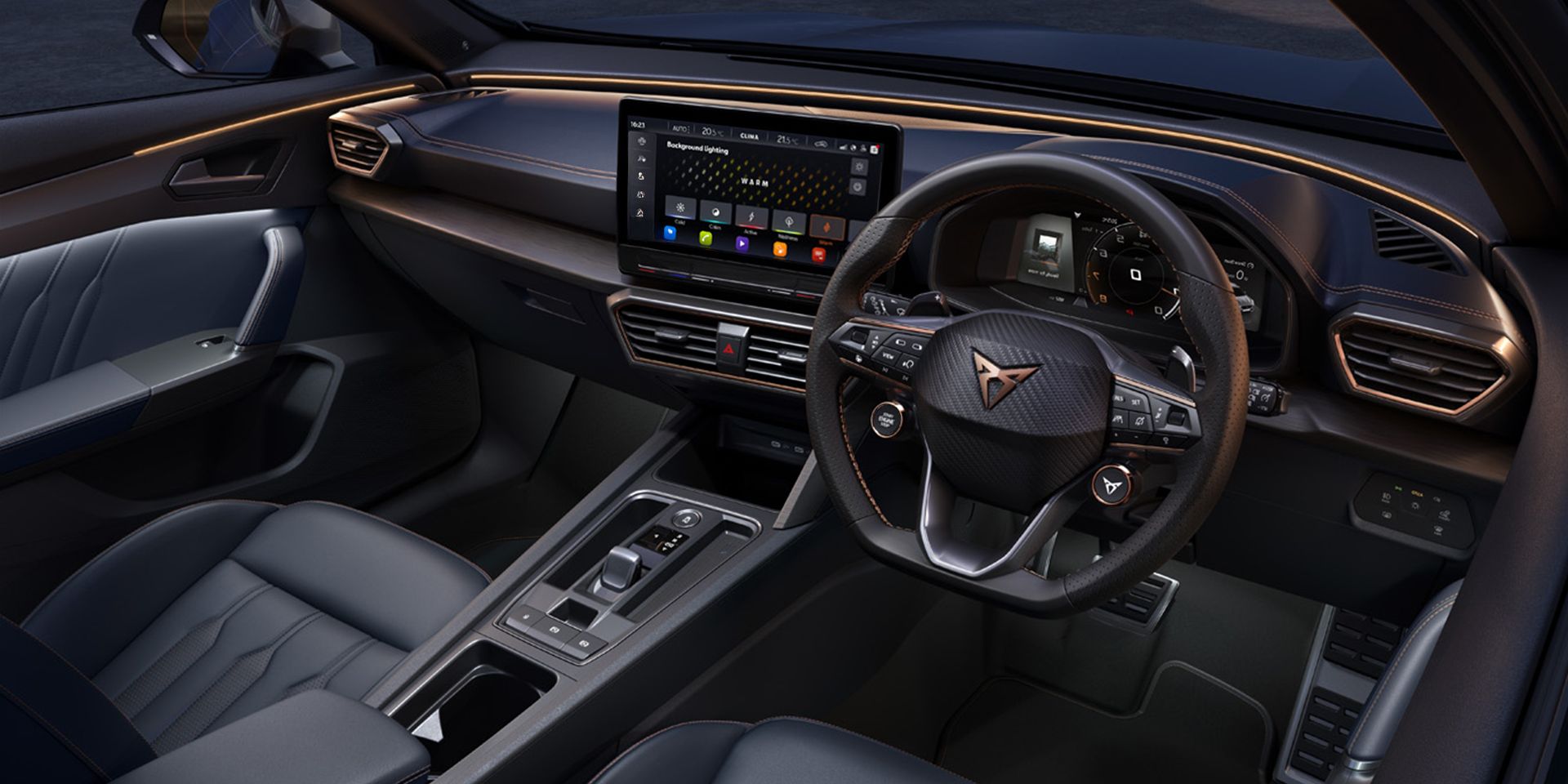 CUPRA Formentor interior view of the front seats and dashboard
