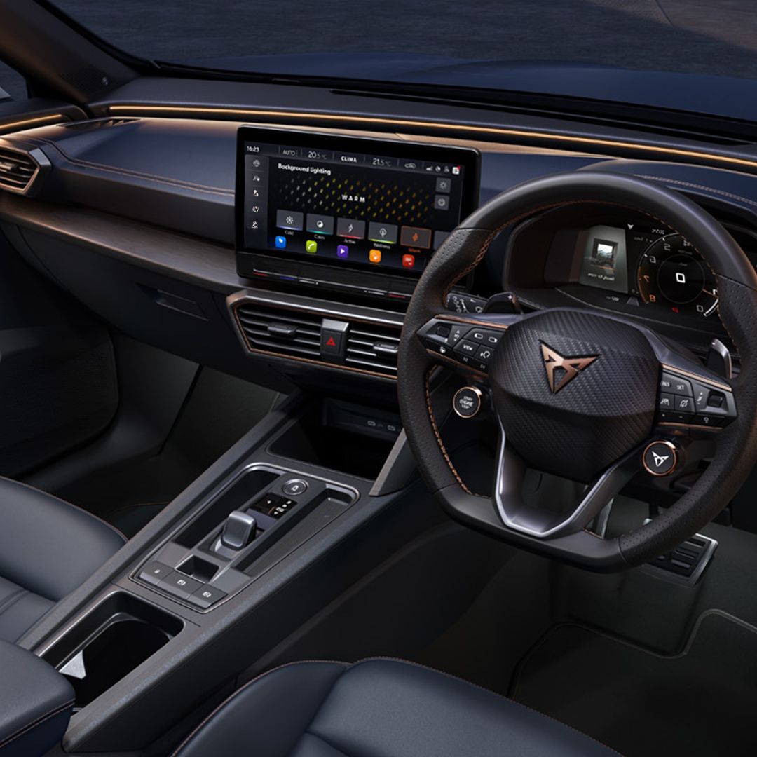CUPRA Formentor interior view of the front seats and dashboard