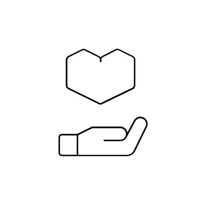 Hand holding a floating heart icon