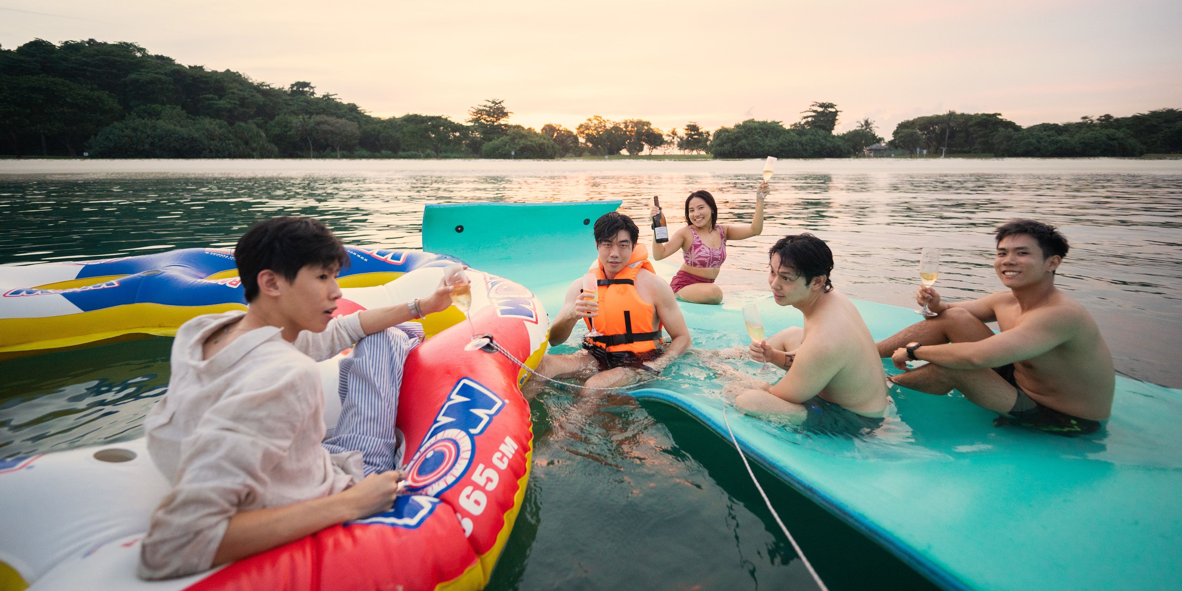 a group of friends enjoying their time in water activities
