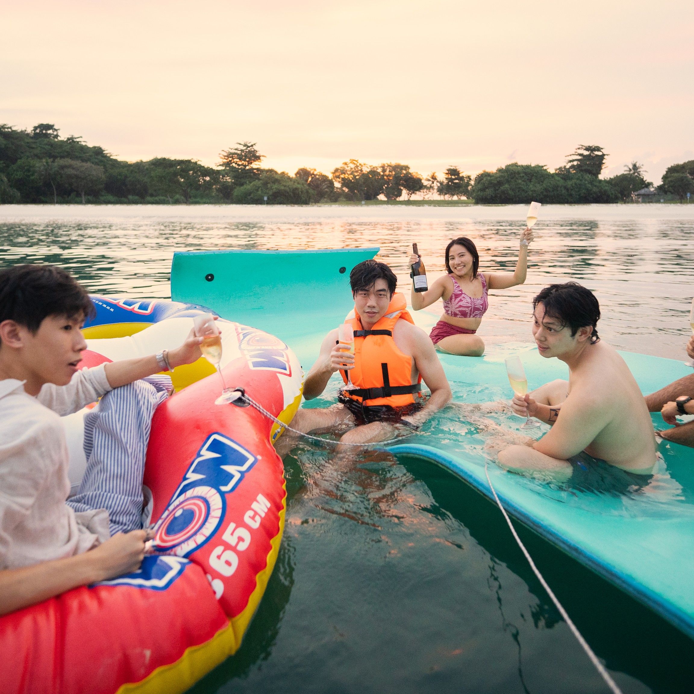 a group of friends enjoying their time in water activities