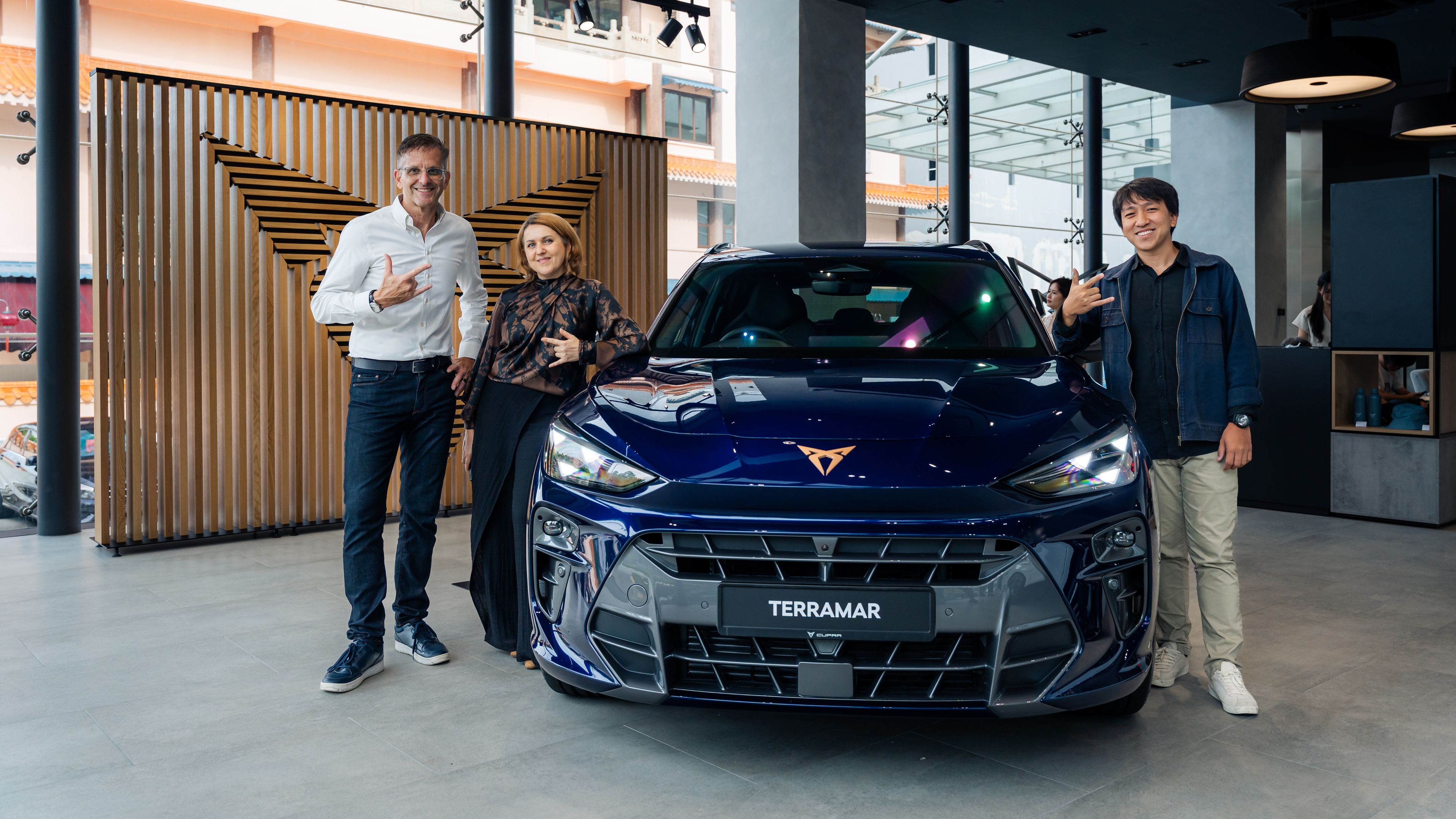 Cupra management team posing with the all new CUPRA Terramar Model during CUPRA ICE model launch