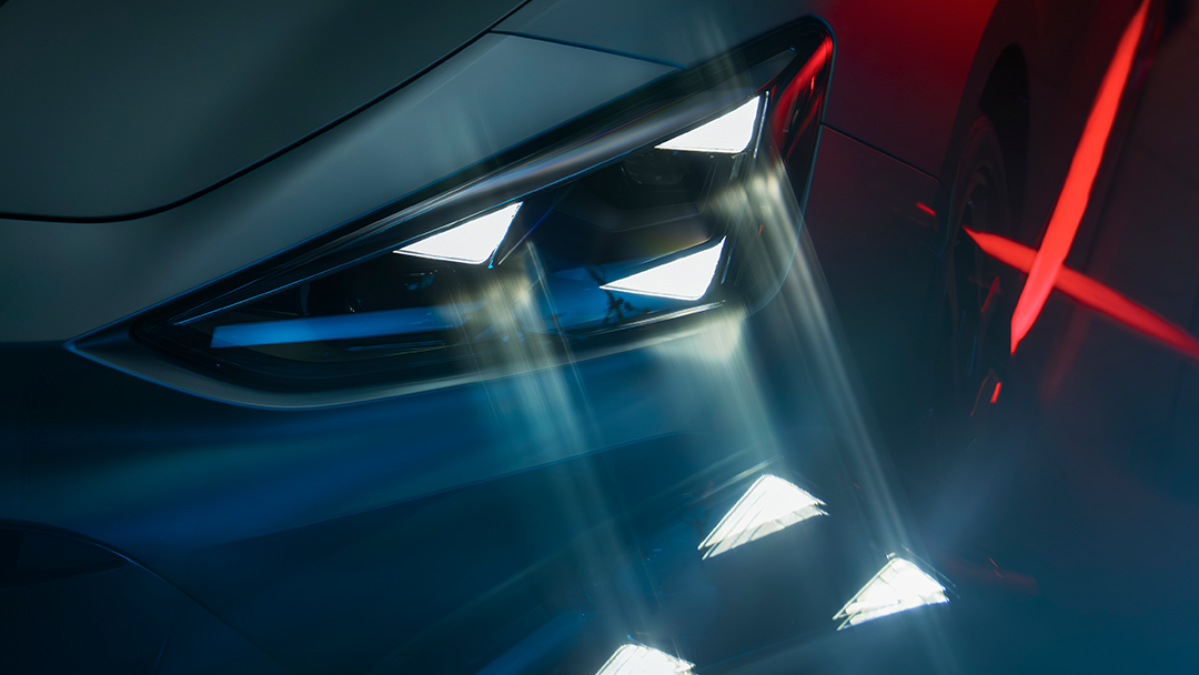 CUPRA Leon close up on the headlight