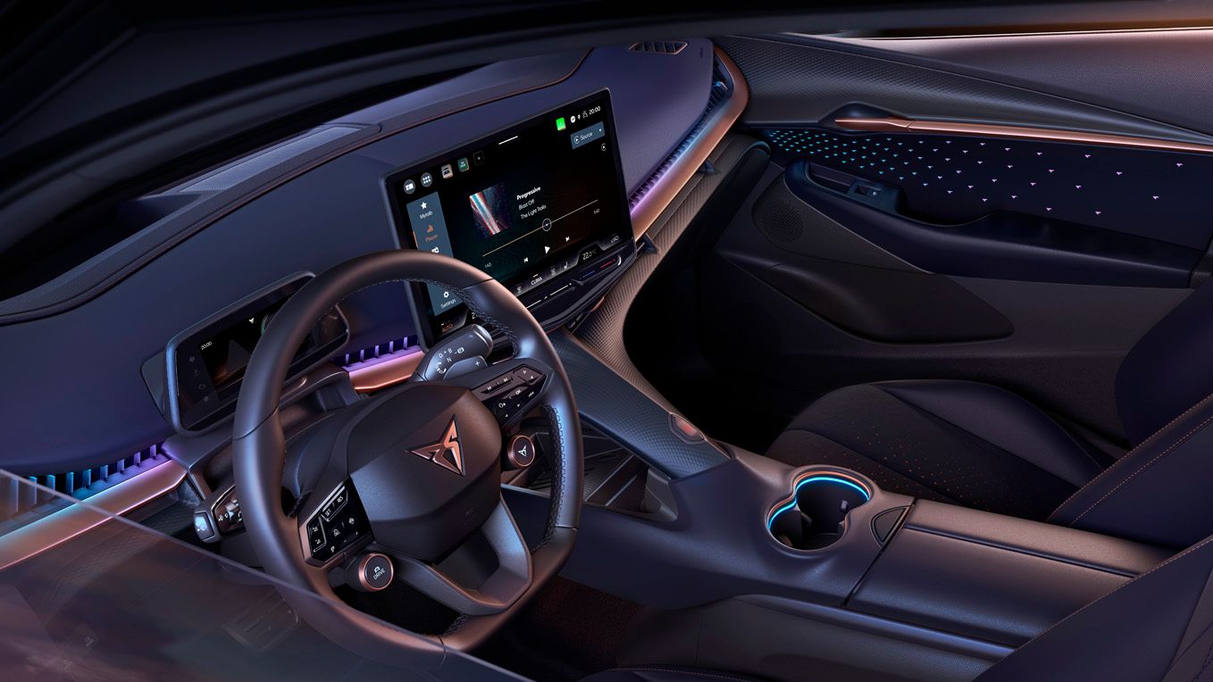 CUPRA Tavascan interior with ambient lights