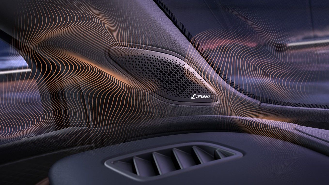Sennheiser sound speaker, sound wave coming out from speaker